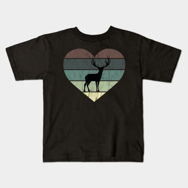 I Love Deer Retro Heart for Hunter Kids T-Shirt by NoPlanB